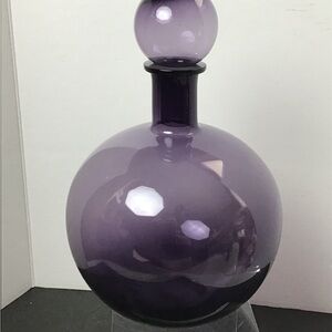 Huge Hand Blown Purple Amethyst Glass Decanter w/ Stopper